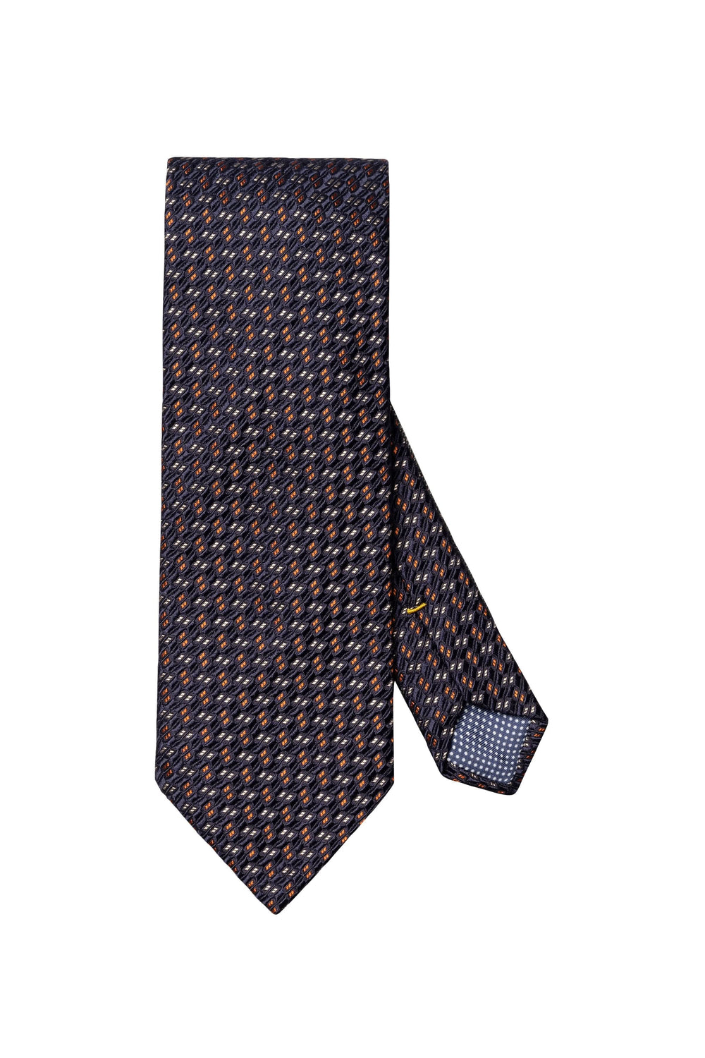 Cravate en soie à motif géométrique structuré, idéale pour un look professionnel élégant.