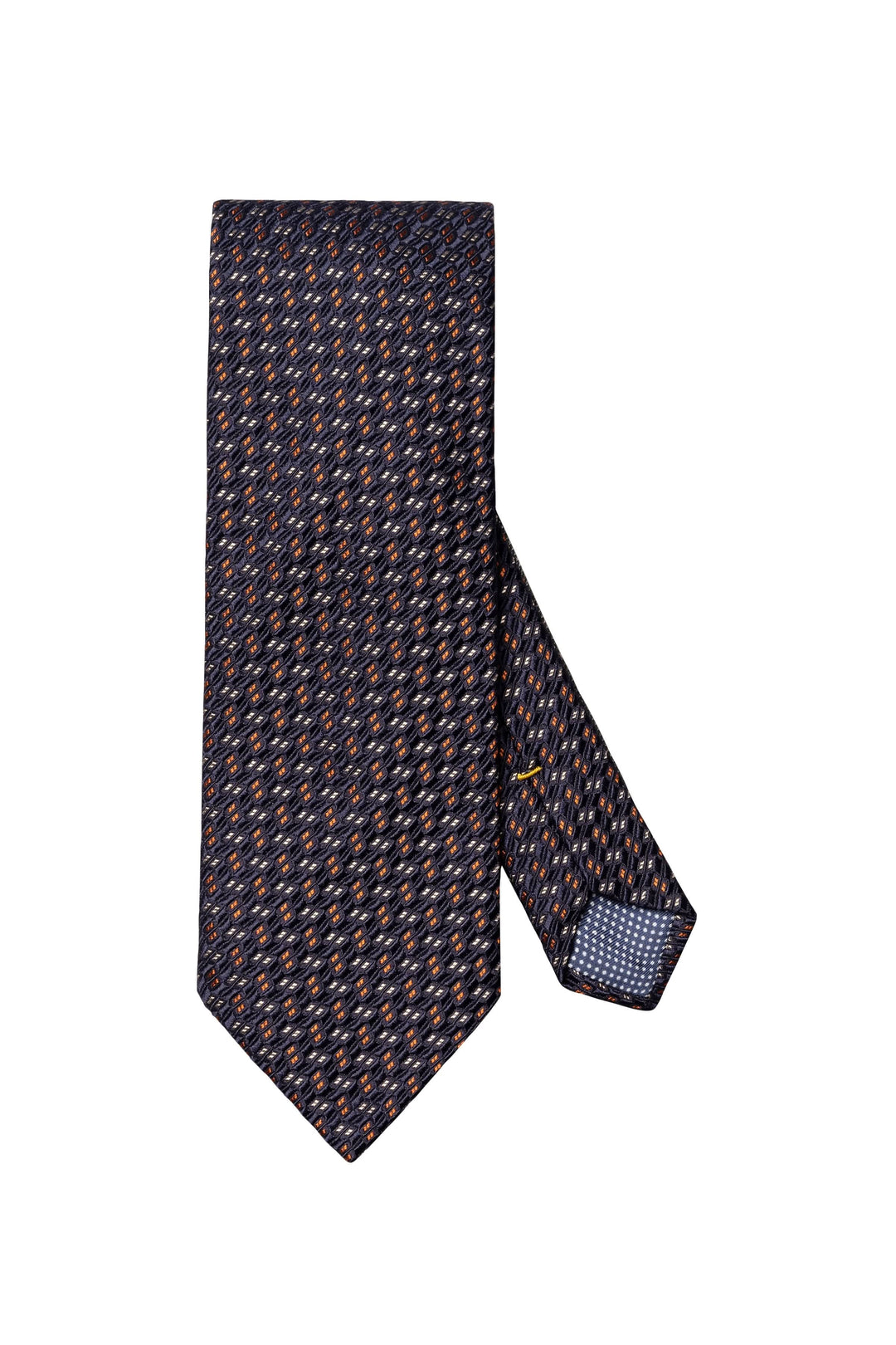 Cravate en soie à motif géométrique structuré, idéale pour un look professionnel élégant.