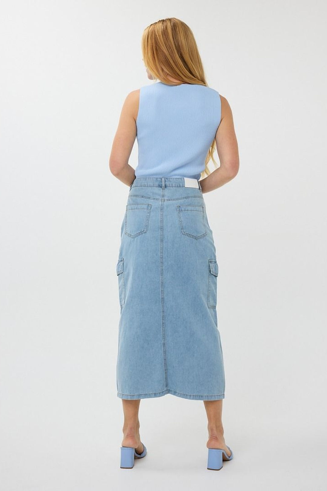 Denim cargo skirt