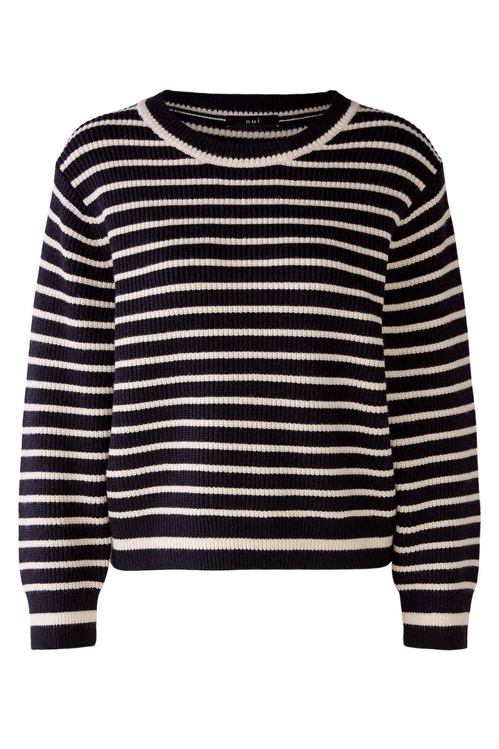 Striped wide-neck sweater