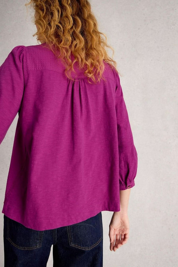 Plumetis blouse with gathered front panel