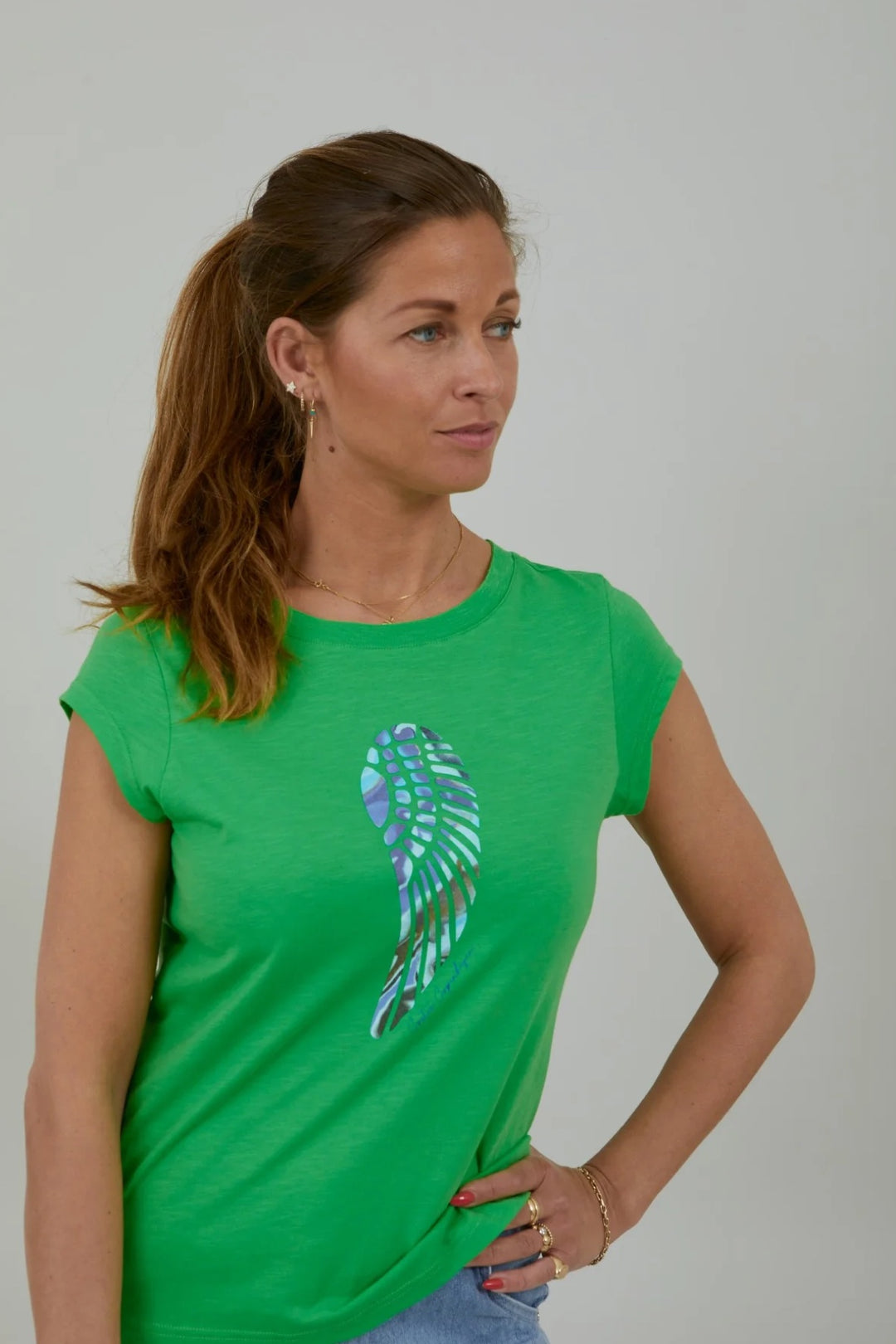 Feather print t-shirt