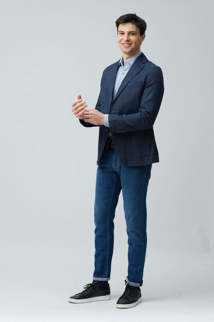 Veston en coton et lin extensible