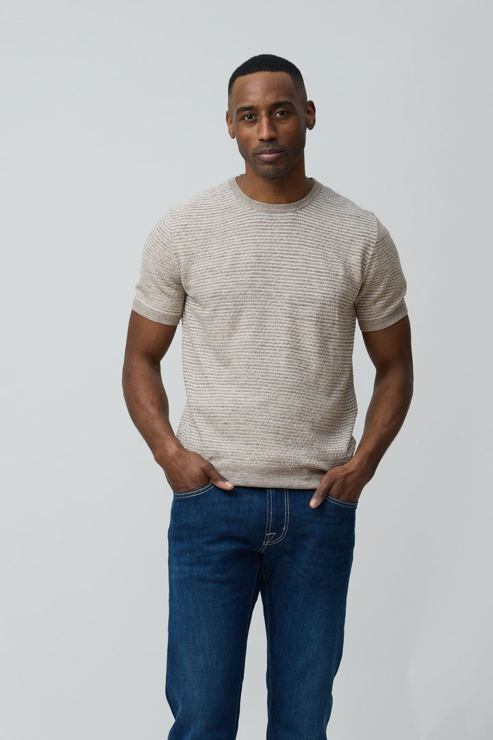 T-shirt texturé en lin et soie