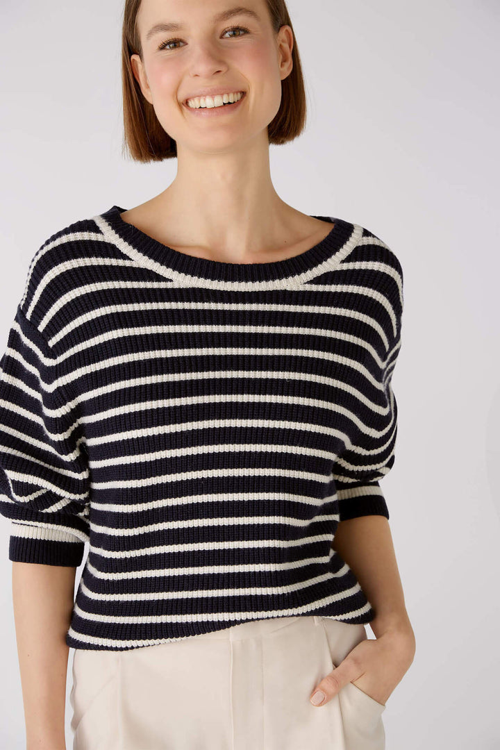 Striped wide-neck sweater
