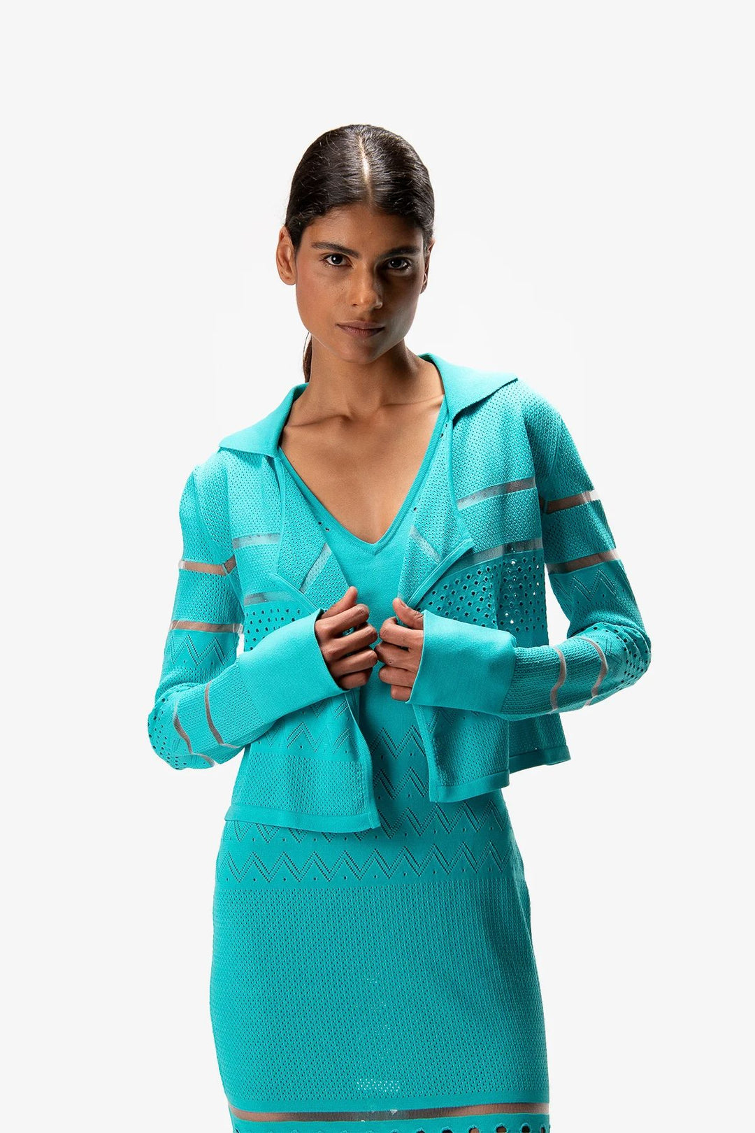 Jacket with lace pattern