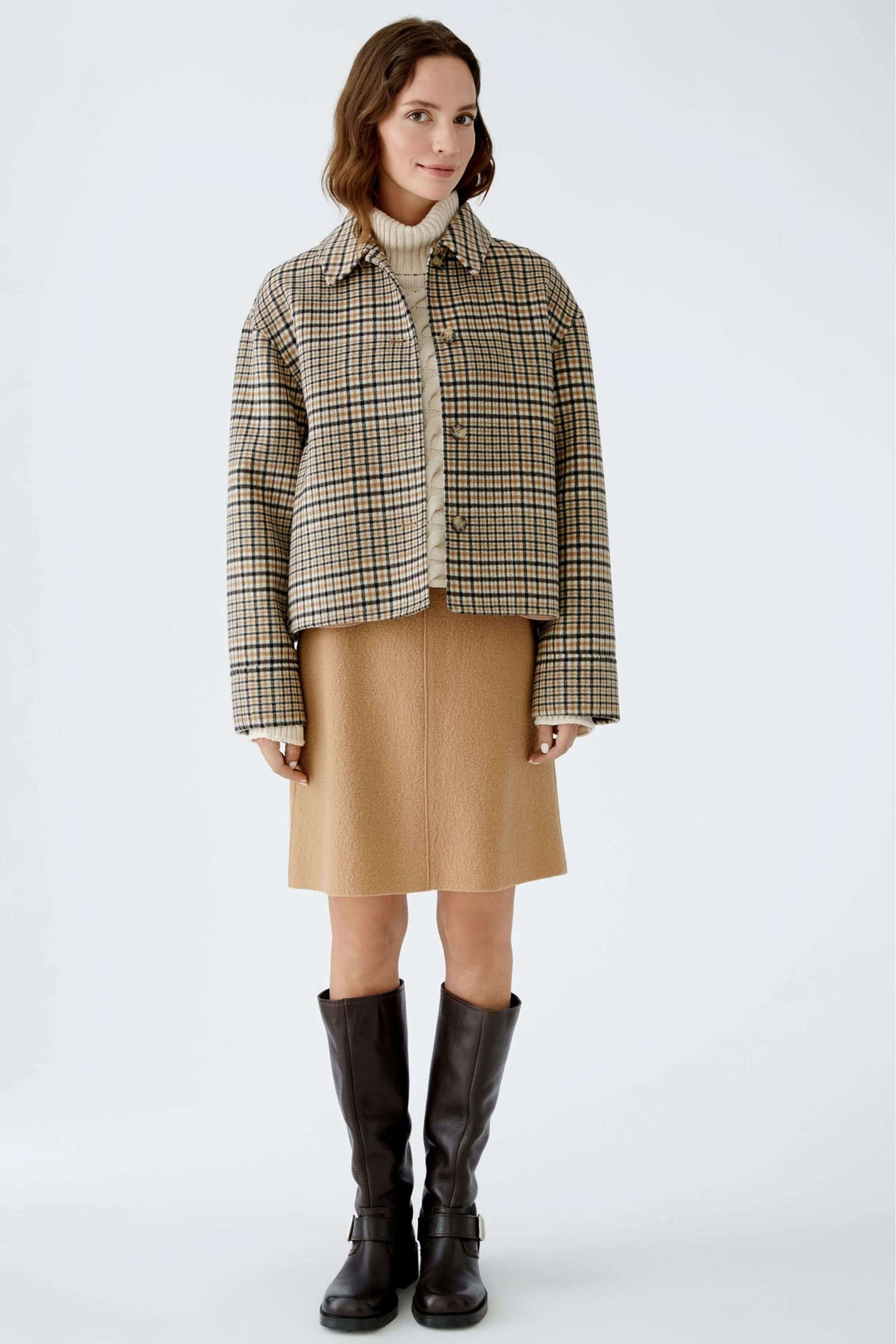 Jupe courte en lainage, taille haute