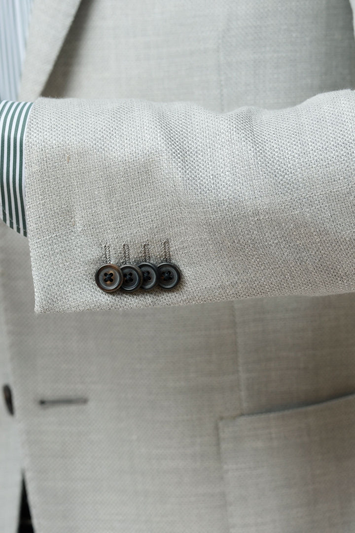 Veston texturé en laine, soie et lin