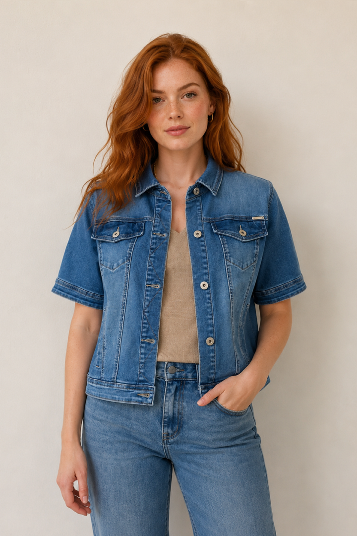 Veste en jean manches courtes