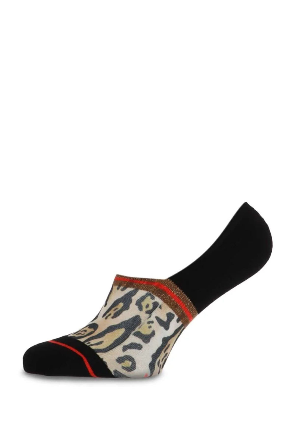 Chaussette Blondie basse invisible avec imprimé animalier et finitions contrastantes, idéale pour un look tendance.