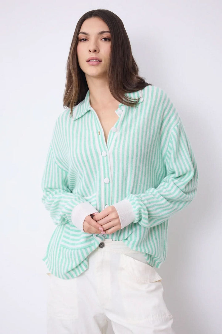 Oversized striped cashmere shirt