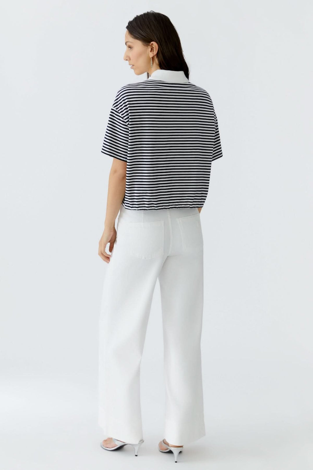 Chandail polo à rayures avec cordon