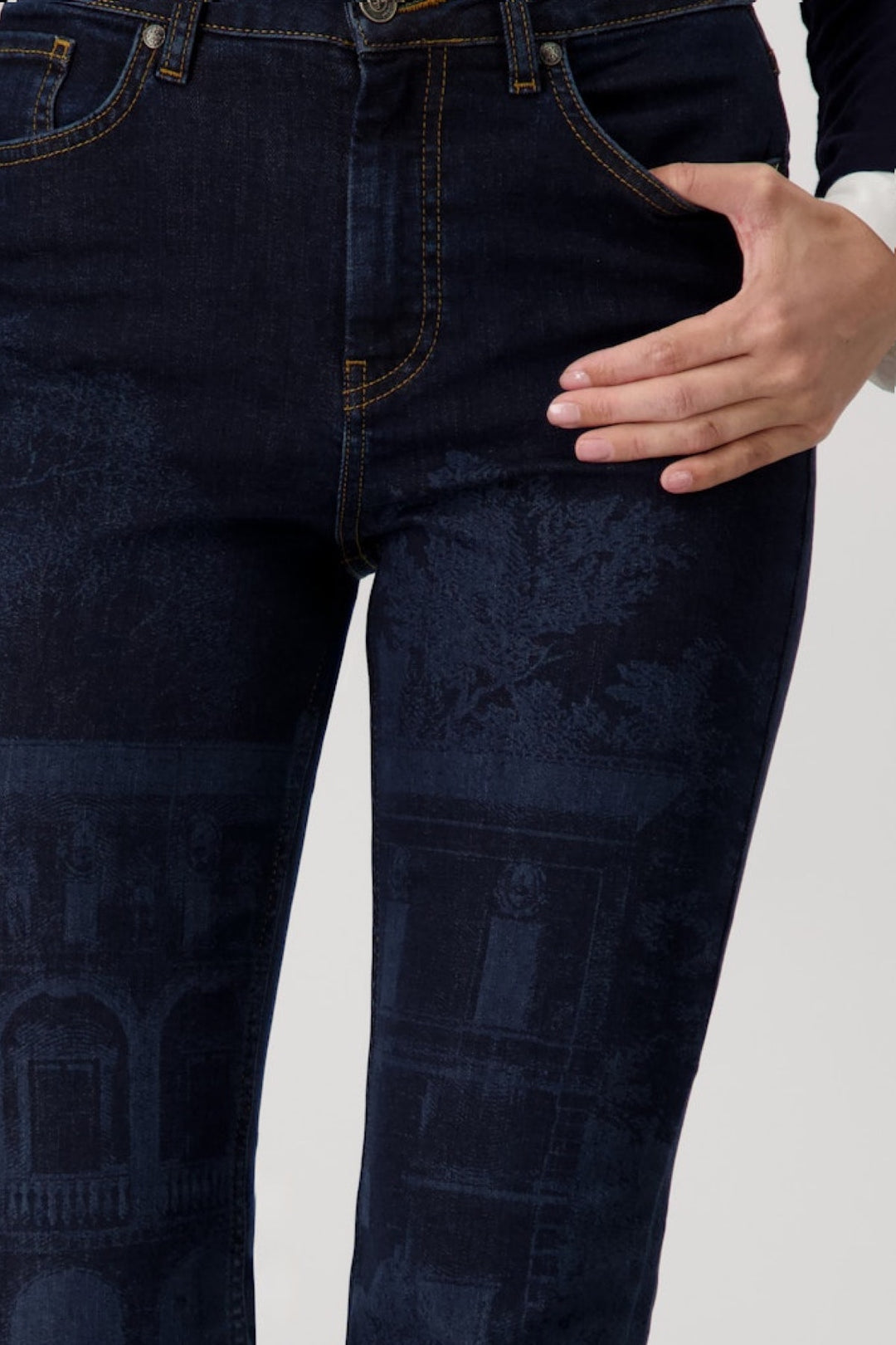 Jeans imprimé «Jardin Anglais»