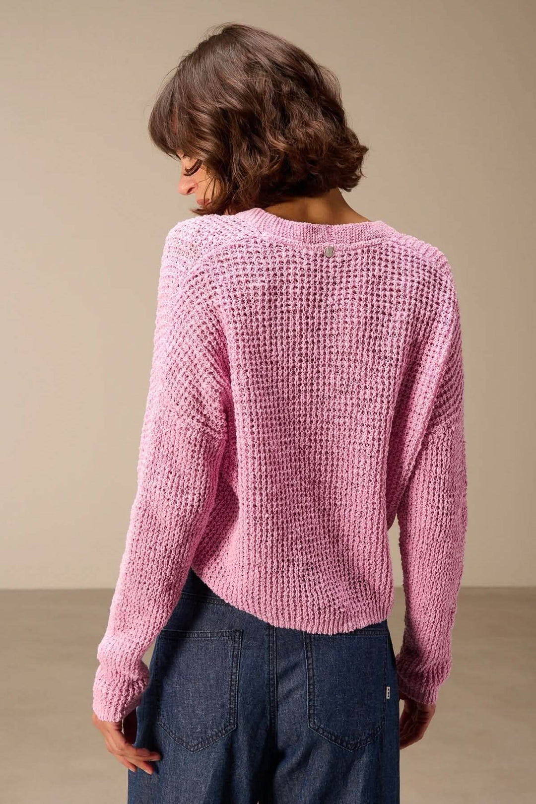 Cardigan en maille texturée à col en V