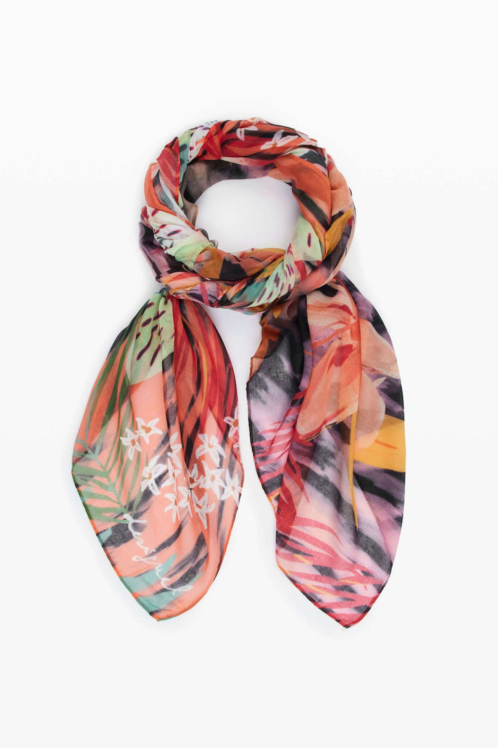 Lightweight scarf with a tropical print