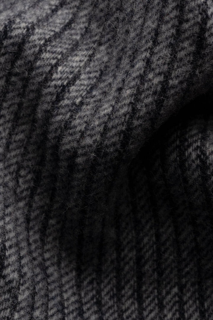 Herringbone-striped wool scarf