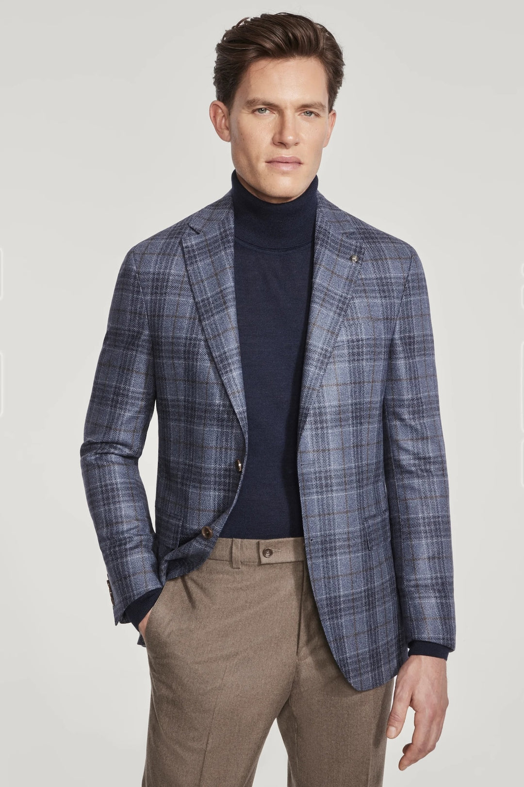 Wool and silk checked jacket