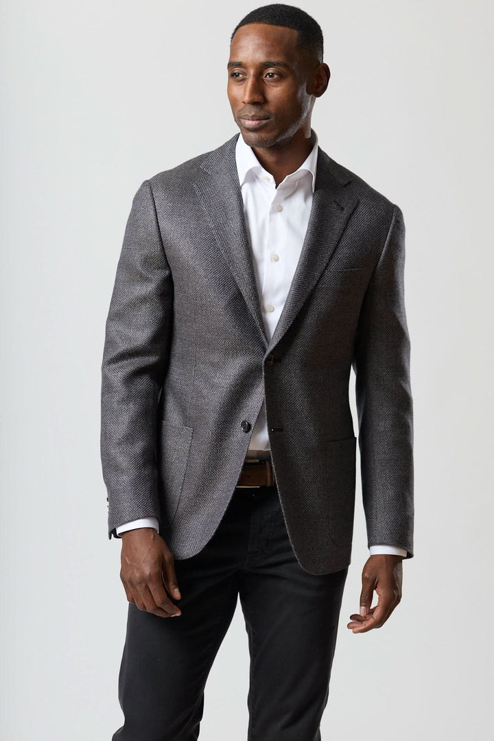 Wool blend blazer navy and charcoal