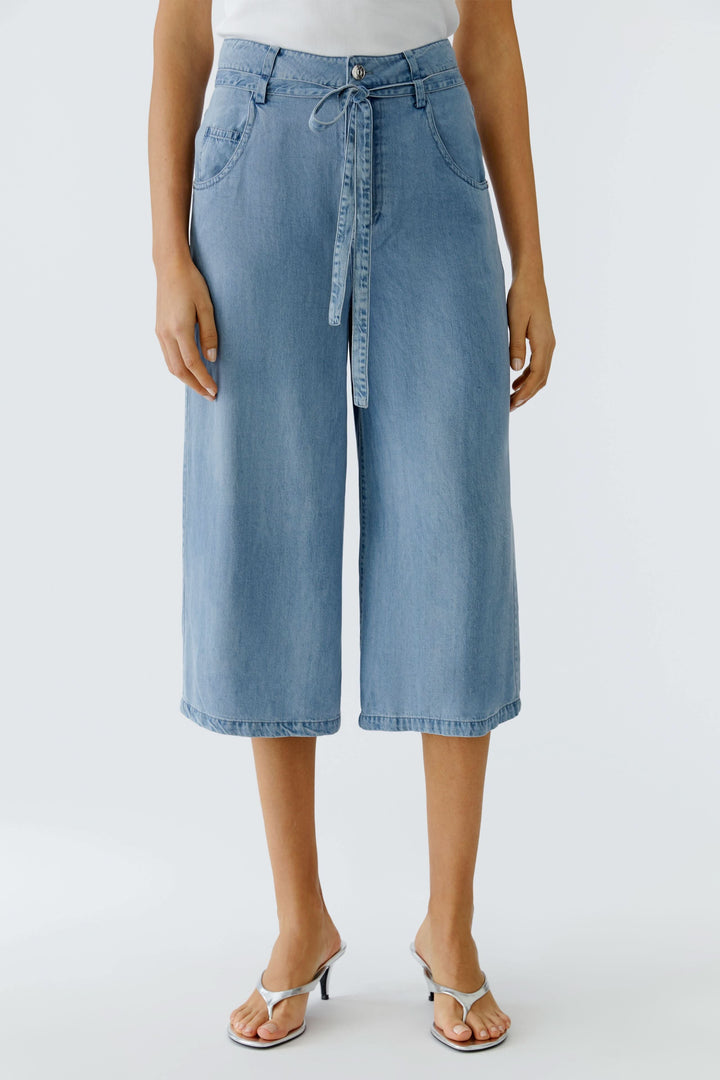 Capri denim à jambe large