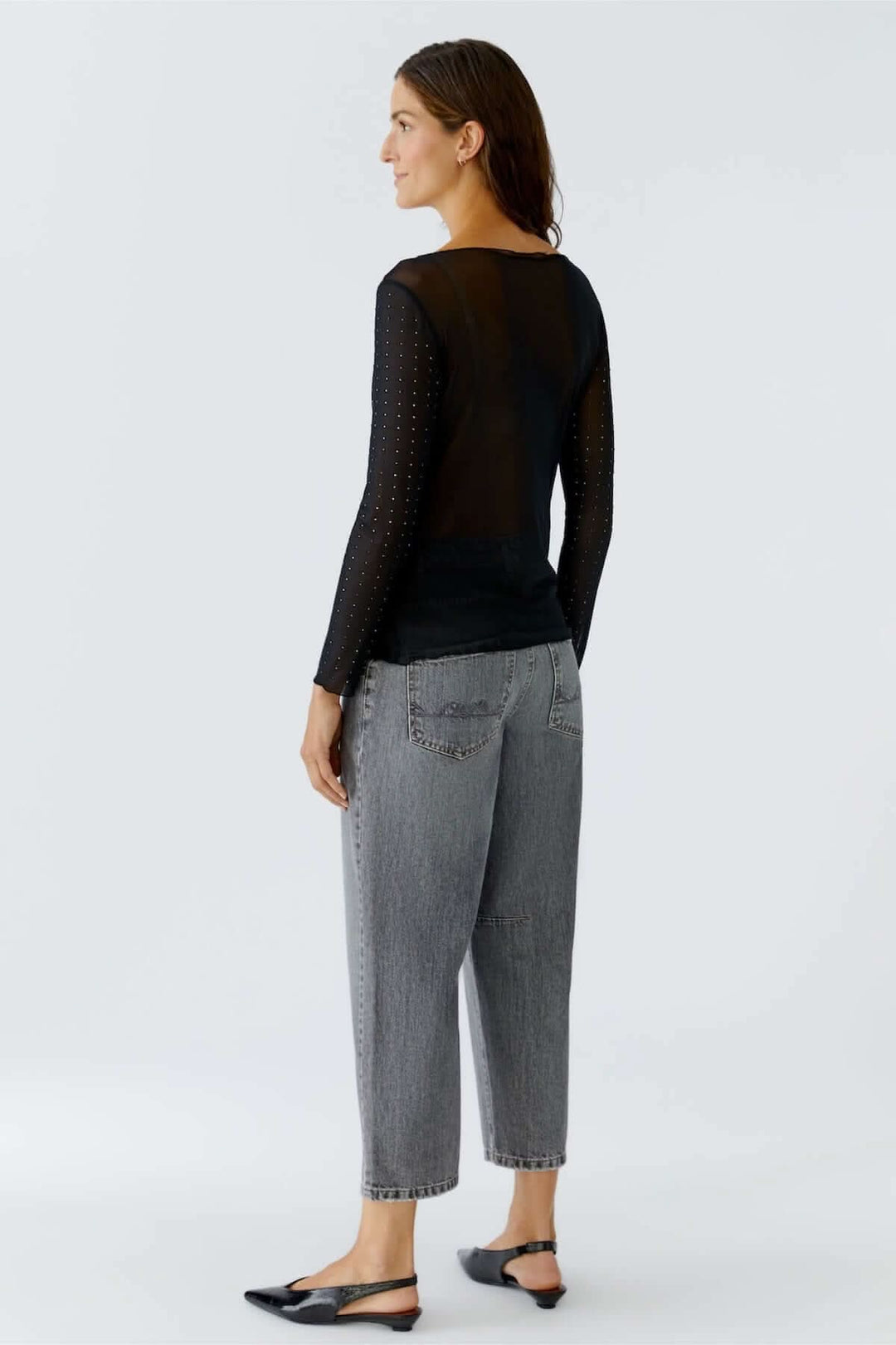 Body transparent à manches longues