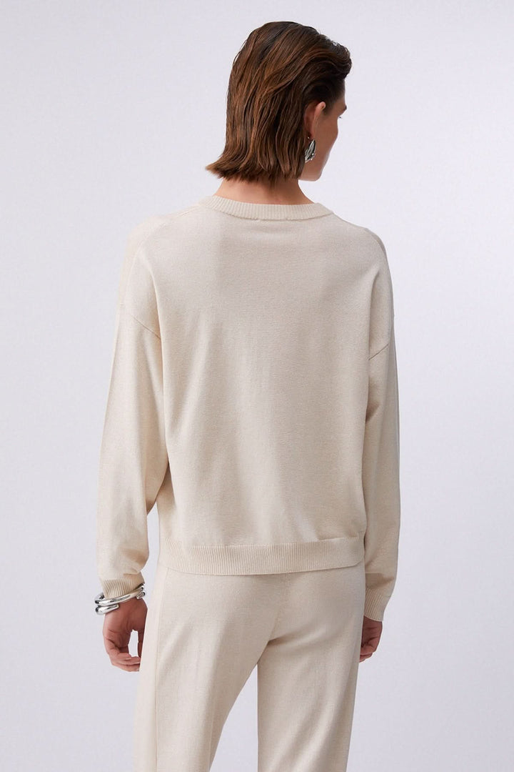 Long-sleeved V-neck knit
