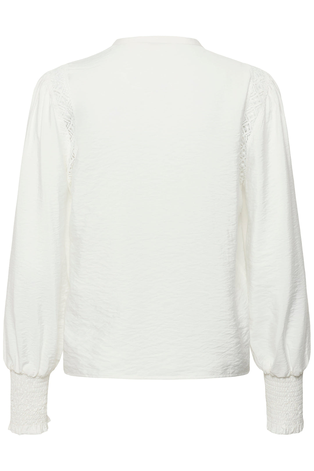 Vue de face blouse Delia dentelle Kaffe pour femme blanc avec détails broderies - Valérie Simon