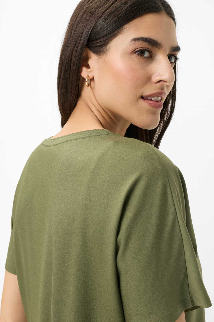 Vue de dos blouse fluide manches courtes Brax femme blanche sans col - Valérie Simon