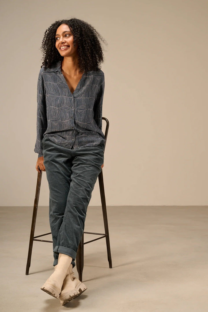 Blouse fluide imprimée à col chemise pour femme Nile