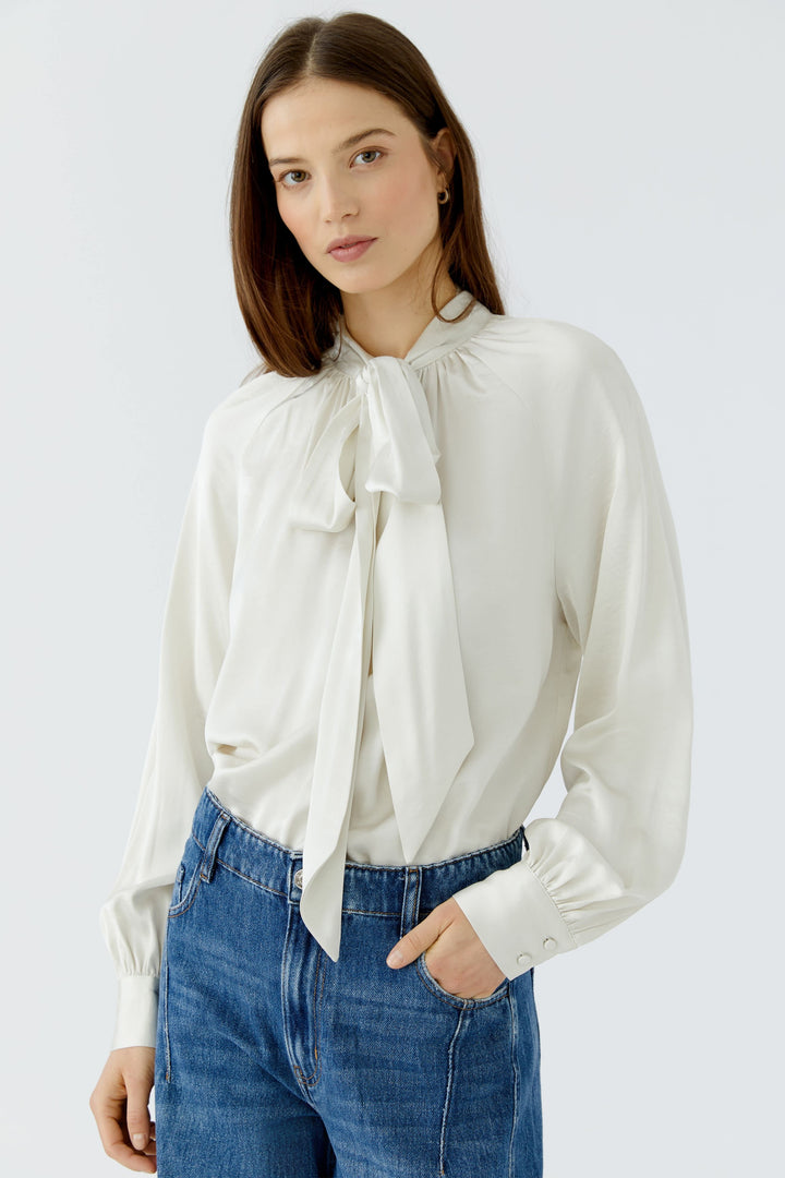 Blouse satinée à col lavallière pour femme Oui