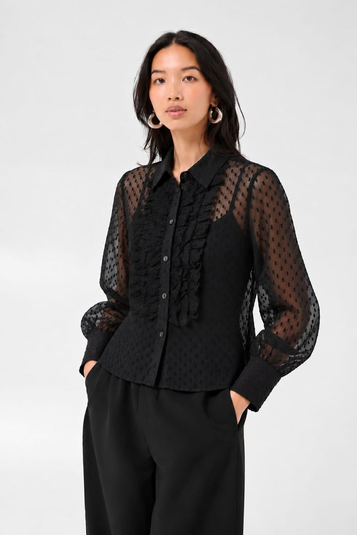 Blouse Vanora à pois texturés et volants pour femme Part Two