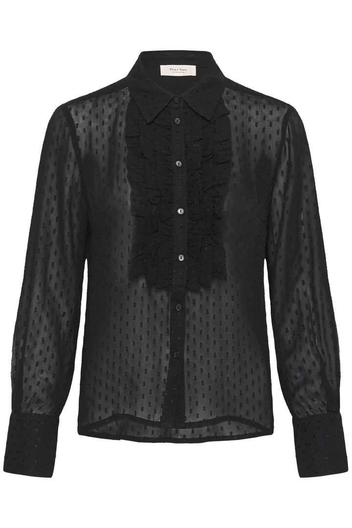 Blouse Vanora à pois texturés et volants vue de face pour femme Part Two