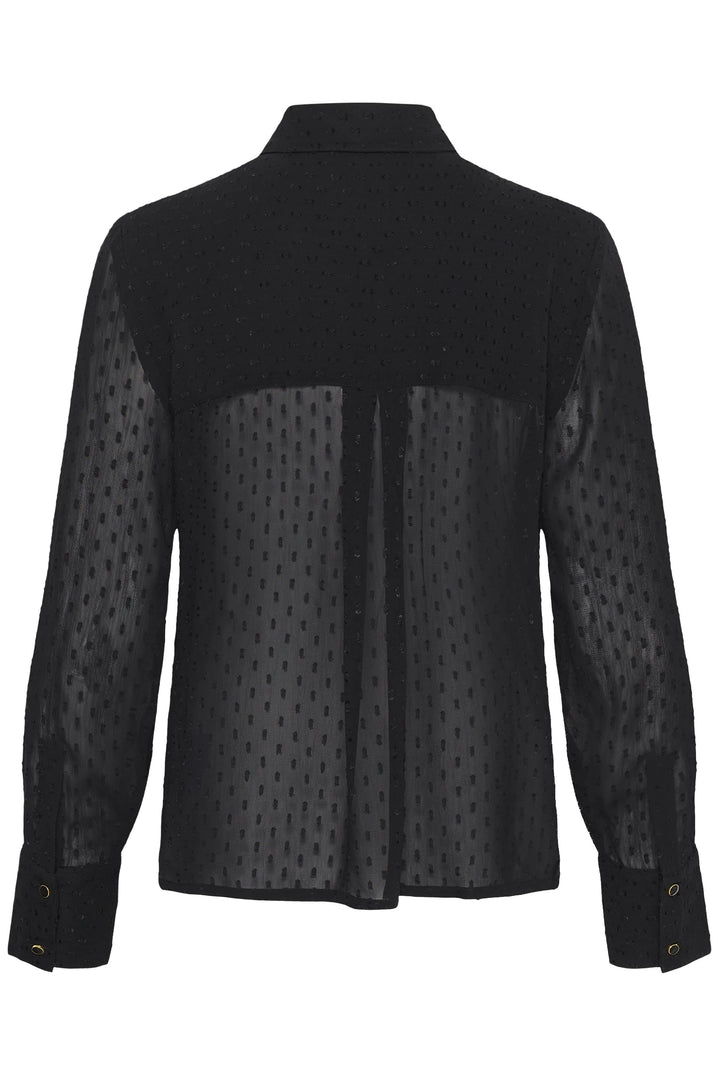 Blouse à pois texturés avec volants vue de face pour femme Part Two
