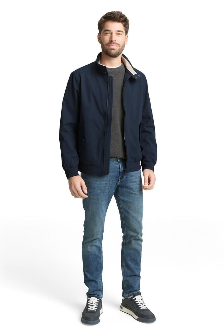 Vue de côté blouson léger zippé Tom Tailor pour homme noir avec poches latérales - Valérie Simon