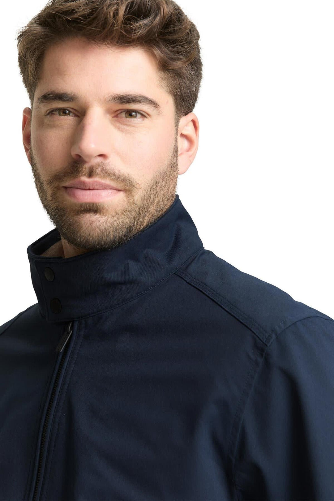 Vue de face blouson zippé Tom Tailor pour homme noir avec logo visible - Valérie Simon