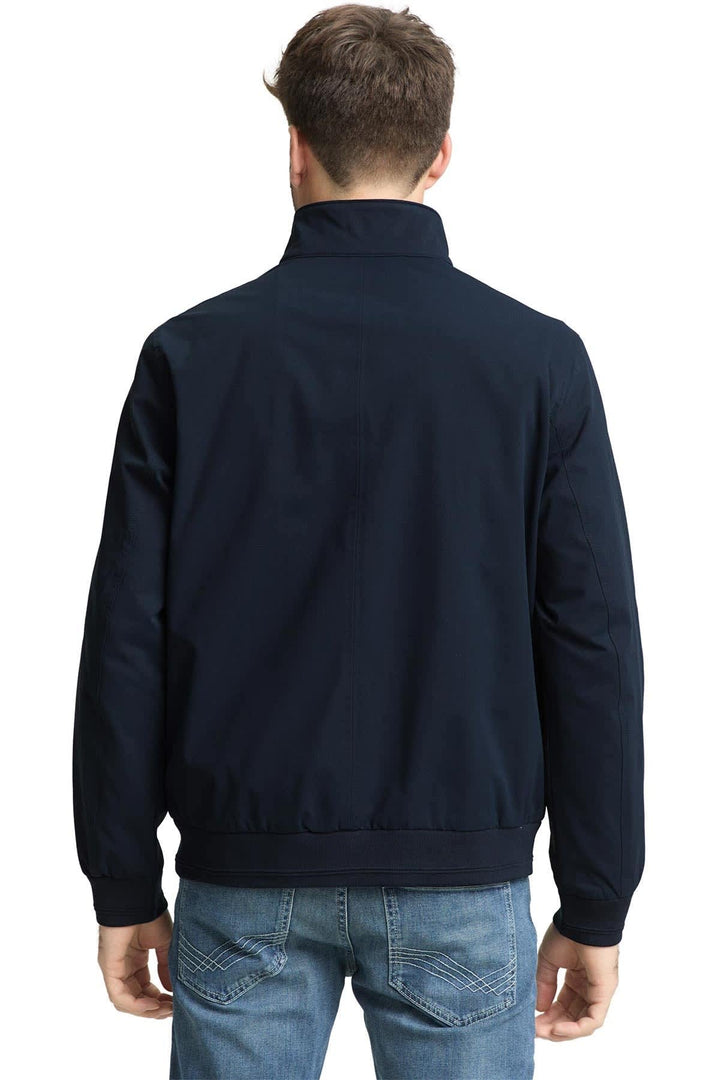 Vue de face blouson zippé Tom Tailor pour homme gris avec col montant - Valérie Simon