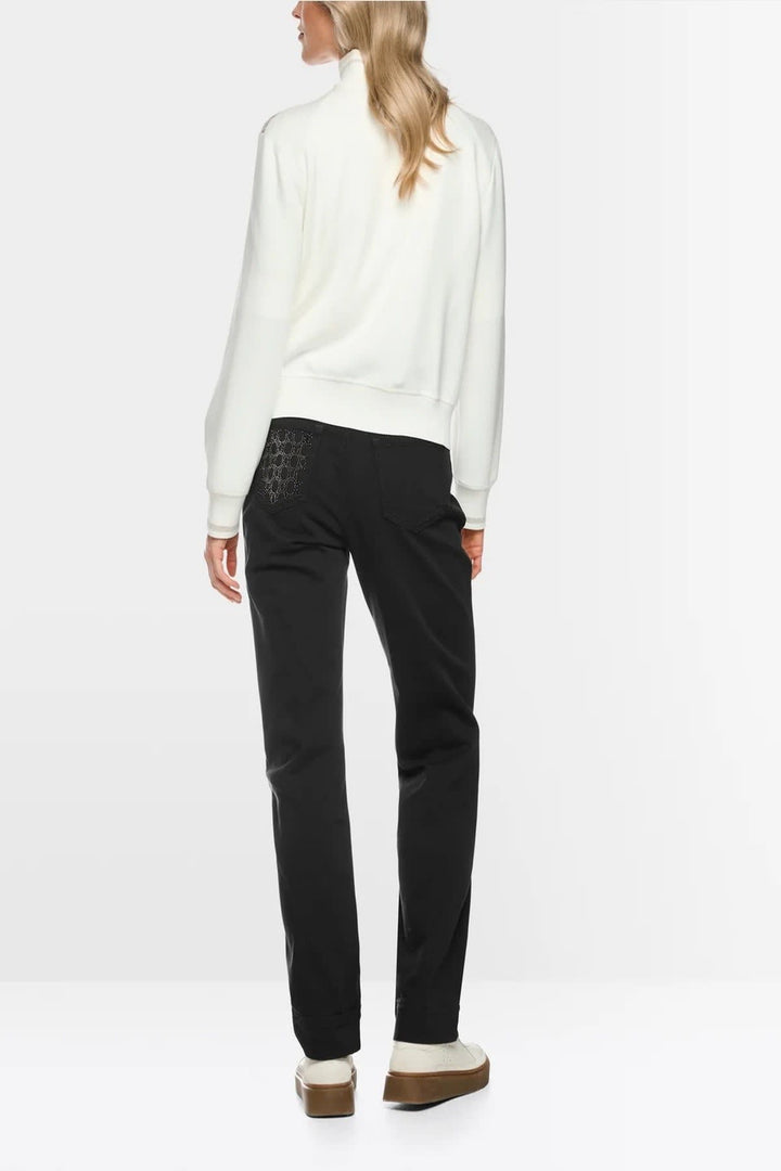 Vue latérale blouson jacquard Marc Cain pour femme rouge avec motifs - Valérie Simon