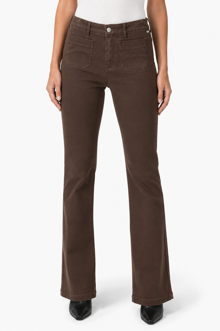 Pantalon Mary évasé à poches plaquées