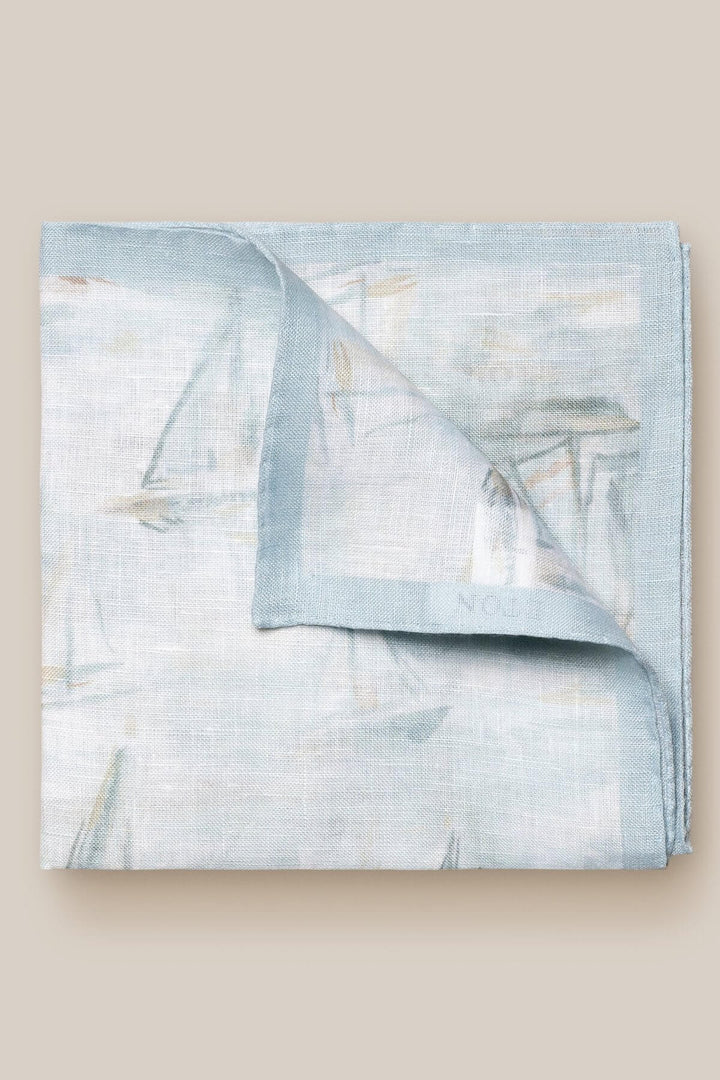Foulard de poche en lin avec voiliers