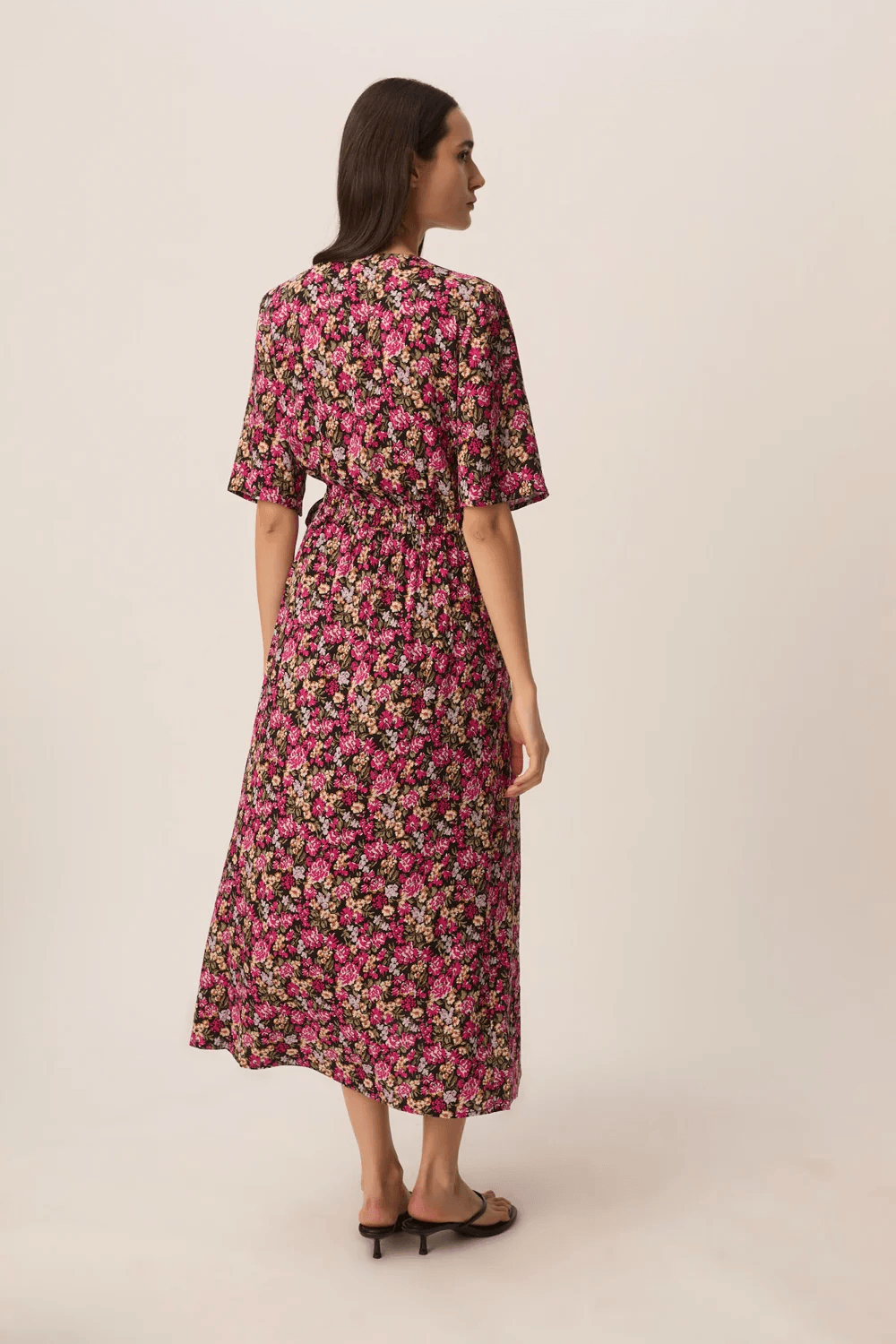 Robe midi Elaly portefeuille à manches fluides