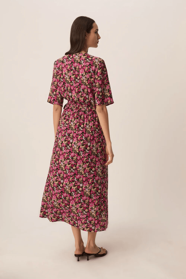 Robe midi Elaly portefeuille à manches fluides