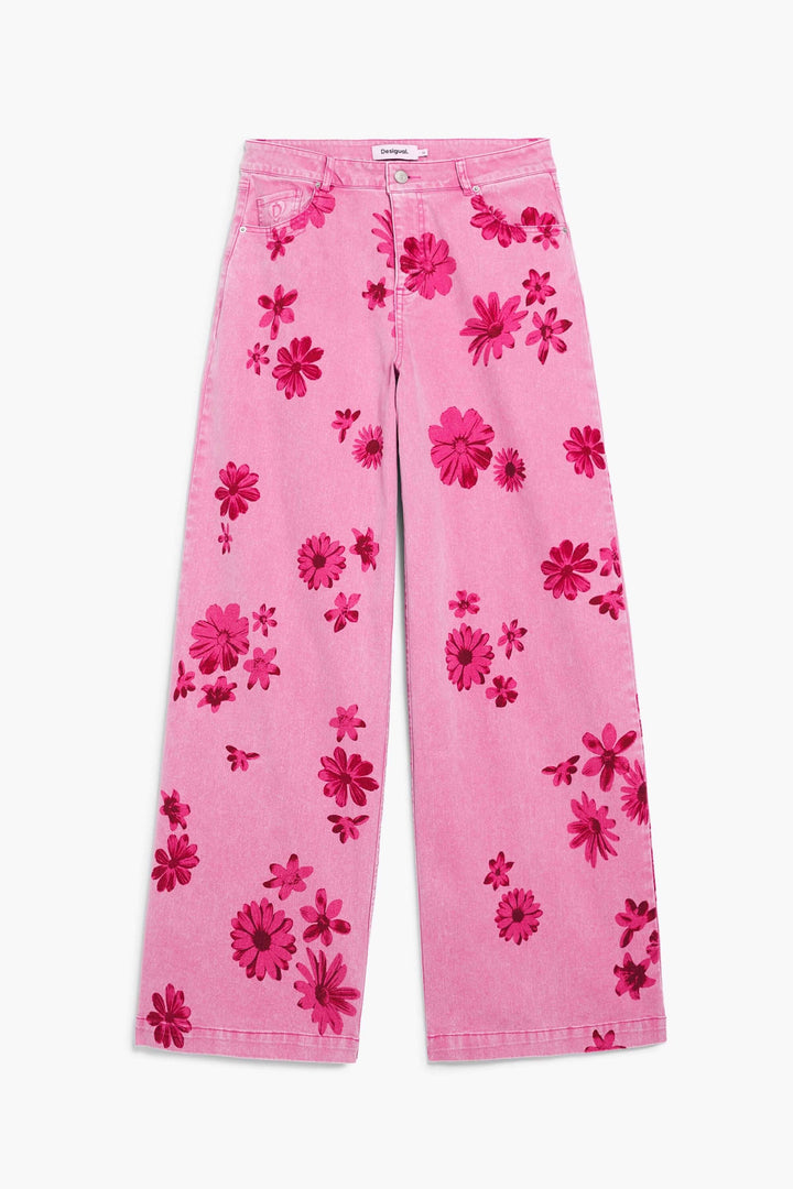 Pantalon large à imprimé floral