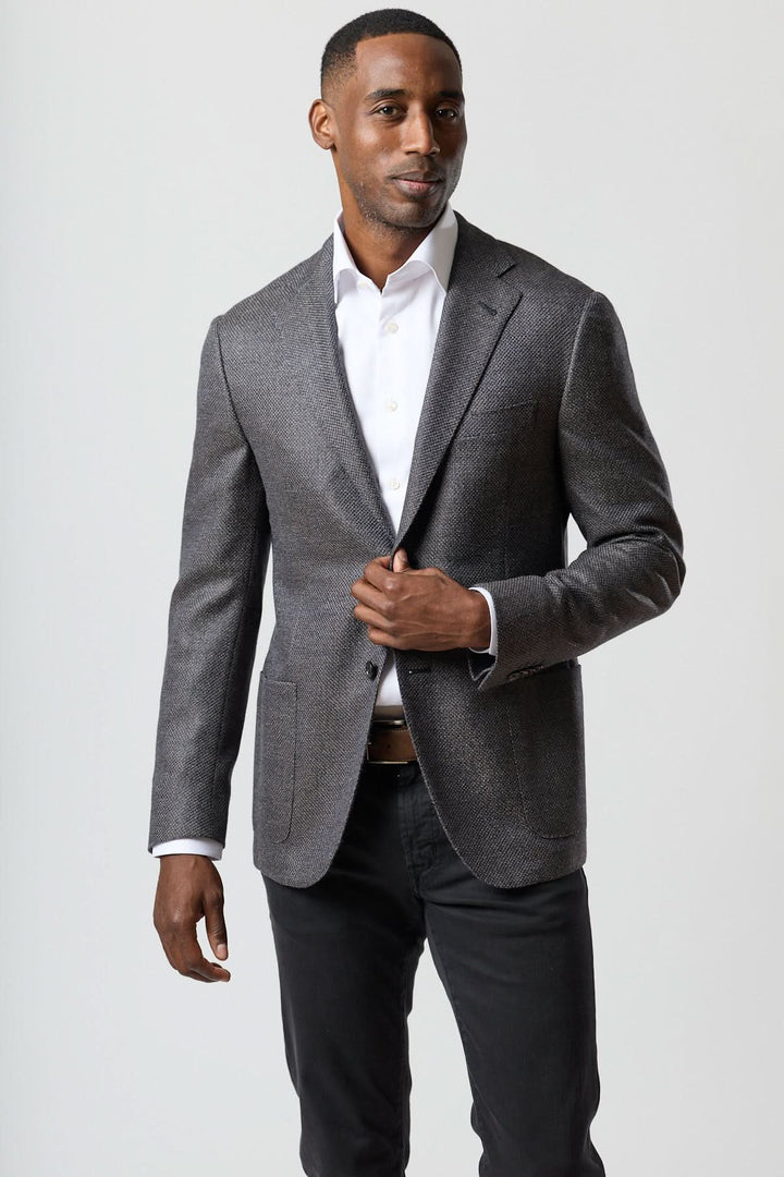 Wool blend blazer navy and charcoal