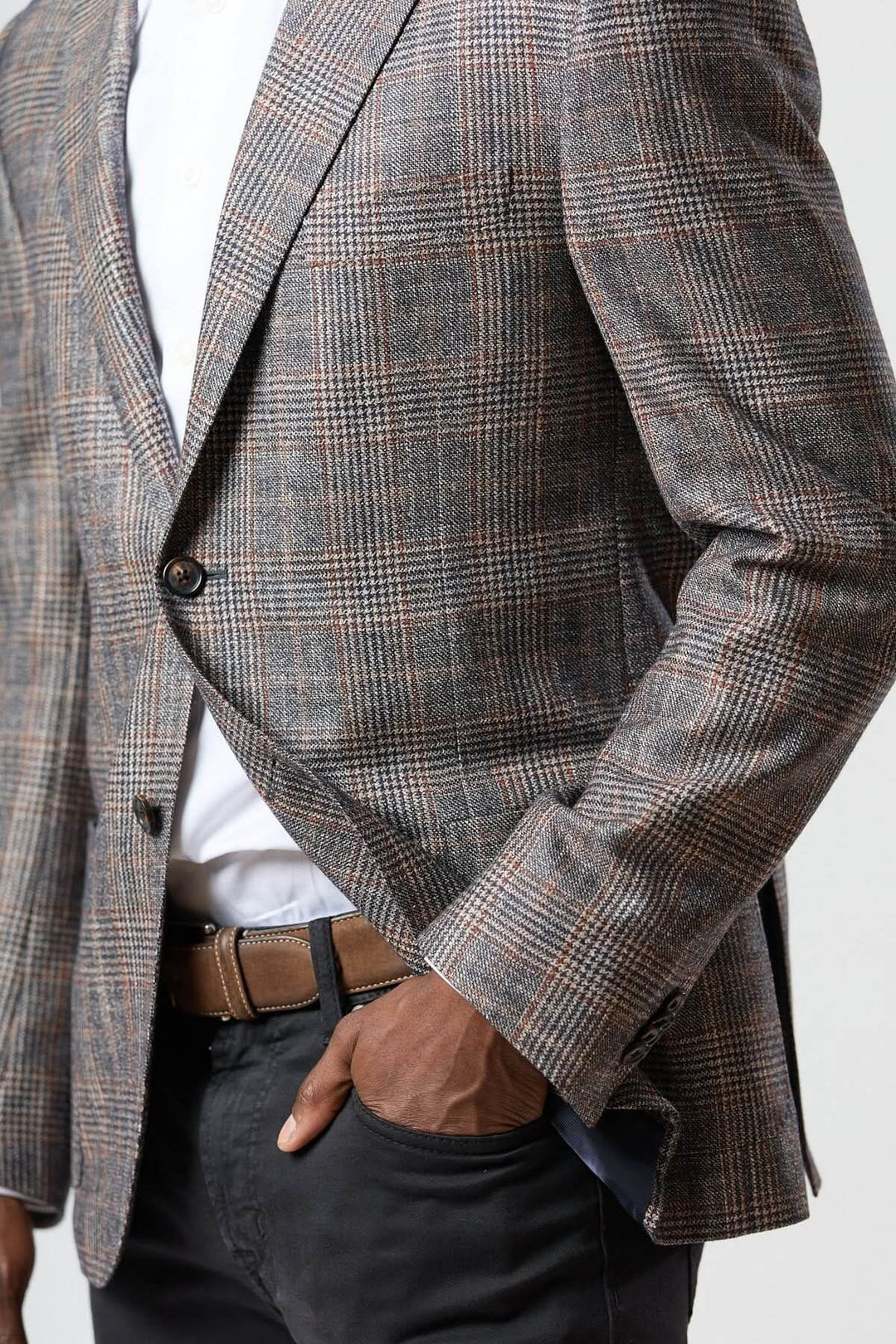 Wool, silk, and cashmere checkered jacket