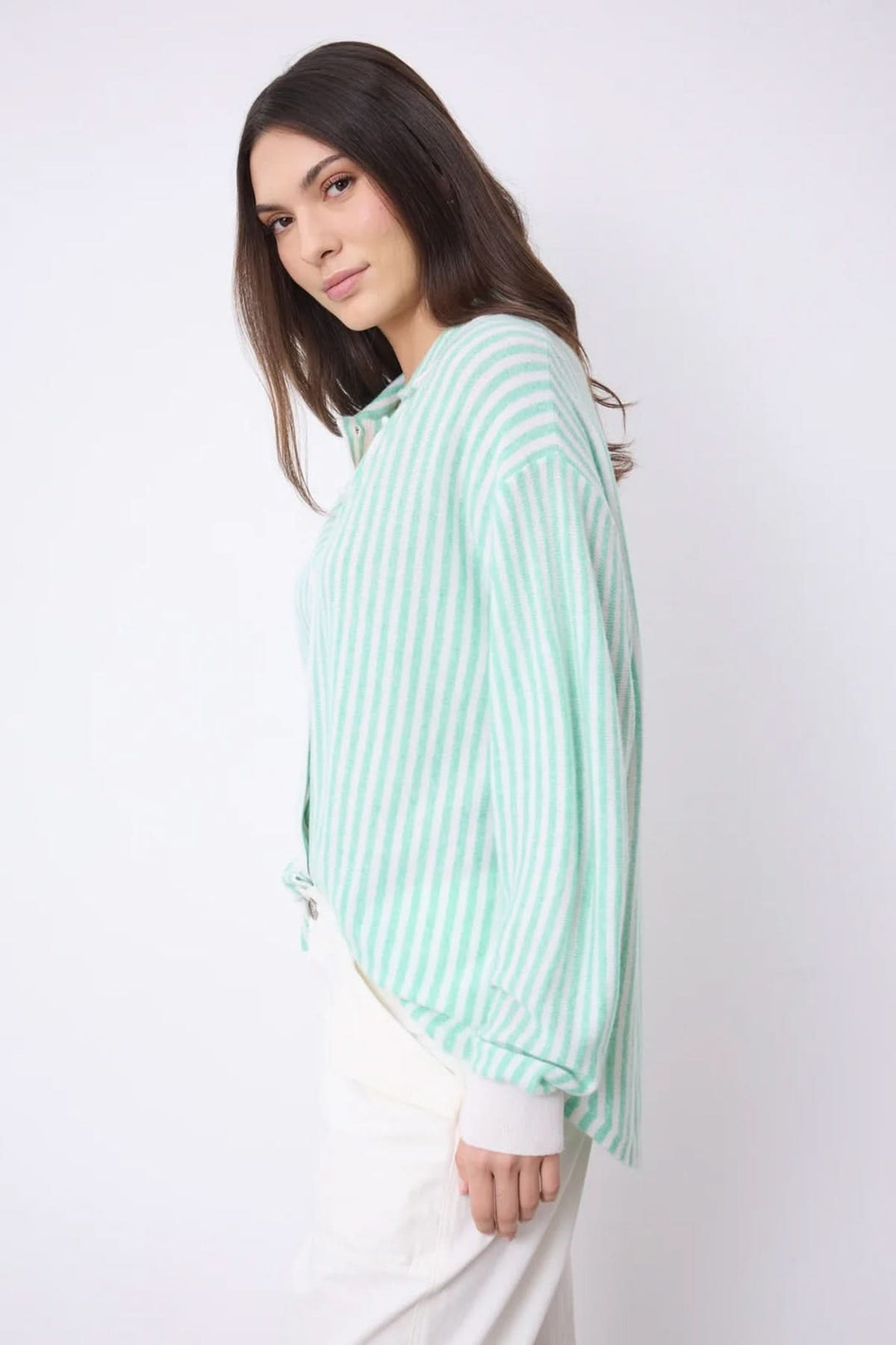Oversized striped cashmere shirt