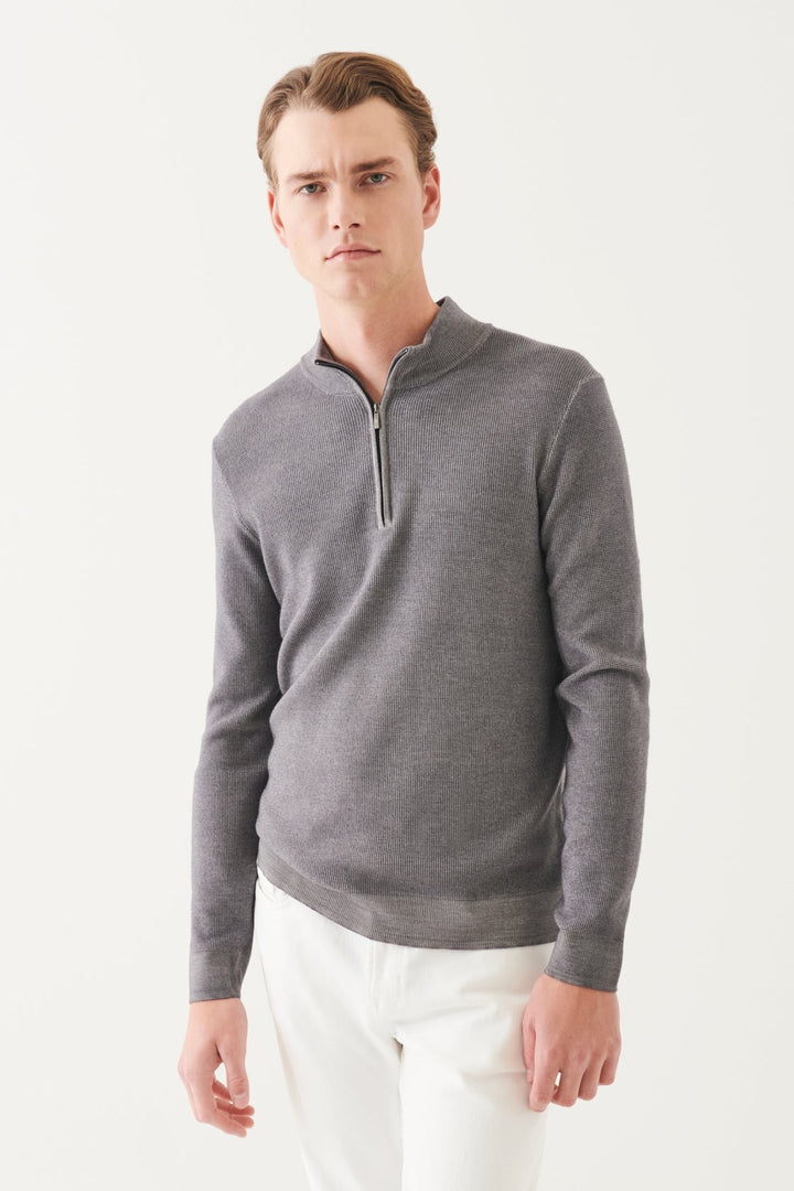 Extra Fine Merino Textured Half Zip