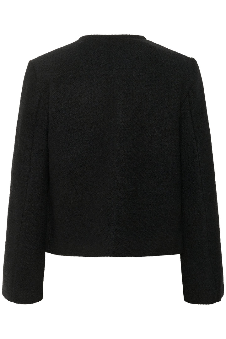 Short textured jacket with gold buttons