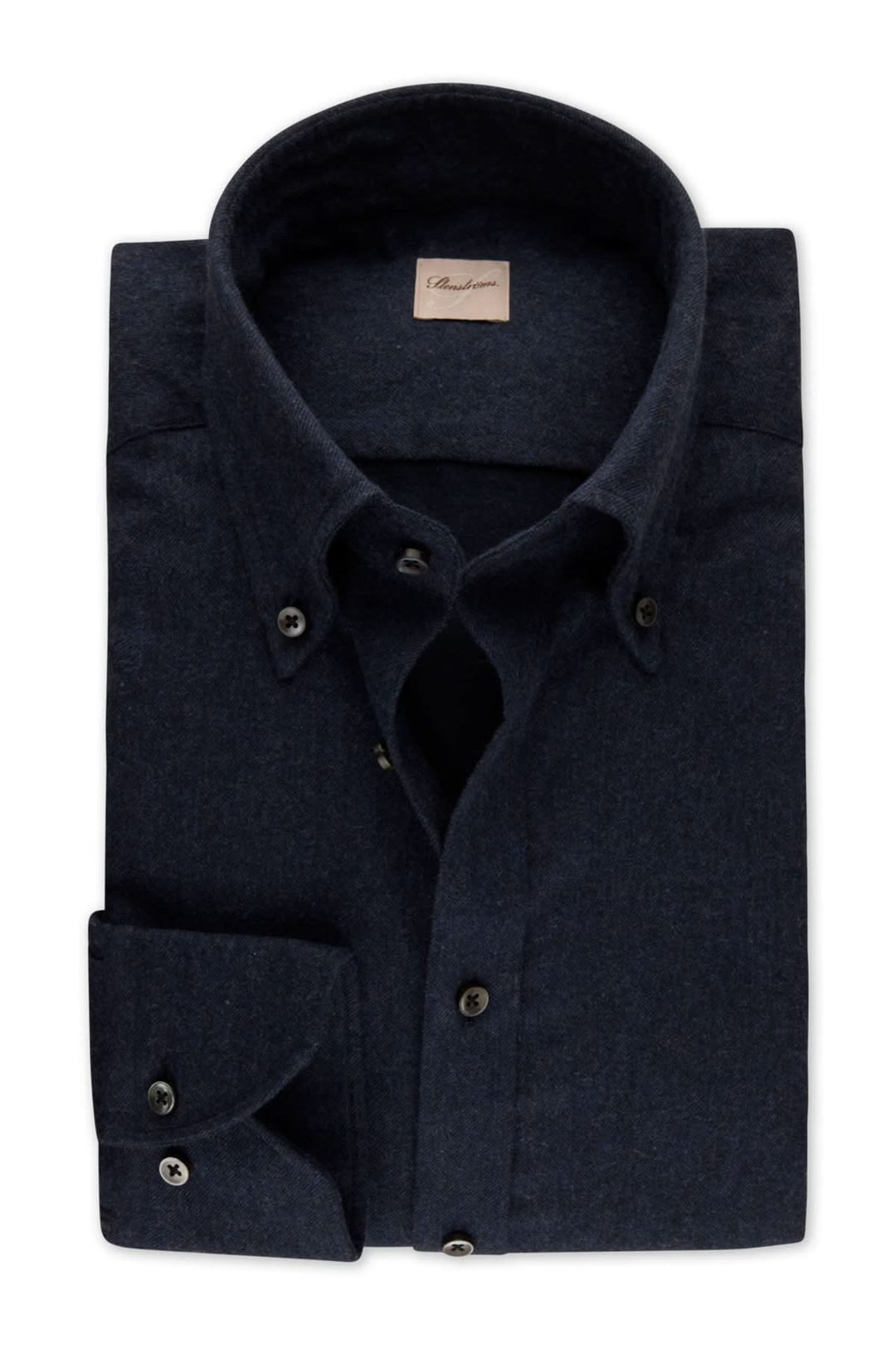 Chemise en flanelle coton à col boutonné avec boutons en nacre pour un style élégant et intemporel.