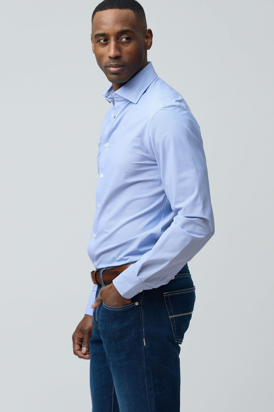 Chemise structurée à micro-motif