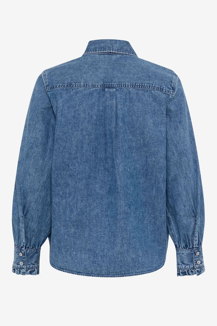 Chemise Victoria en denim à col lavallière