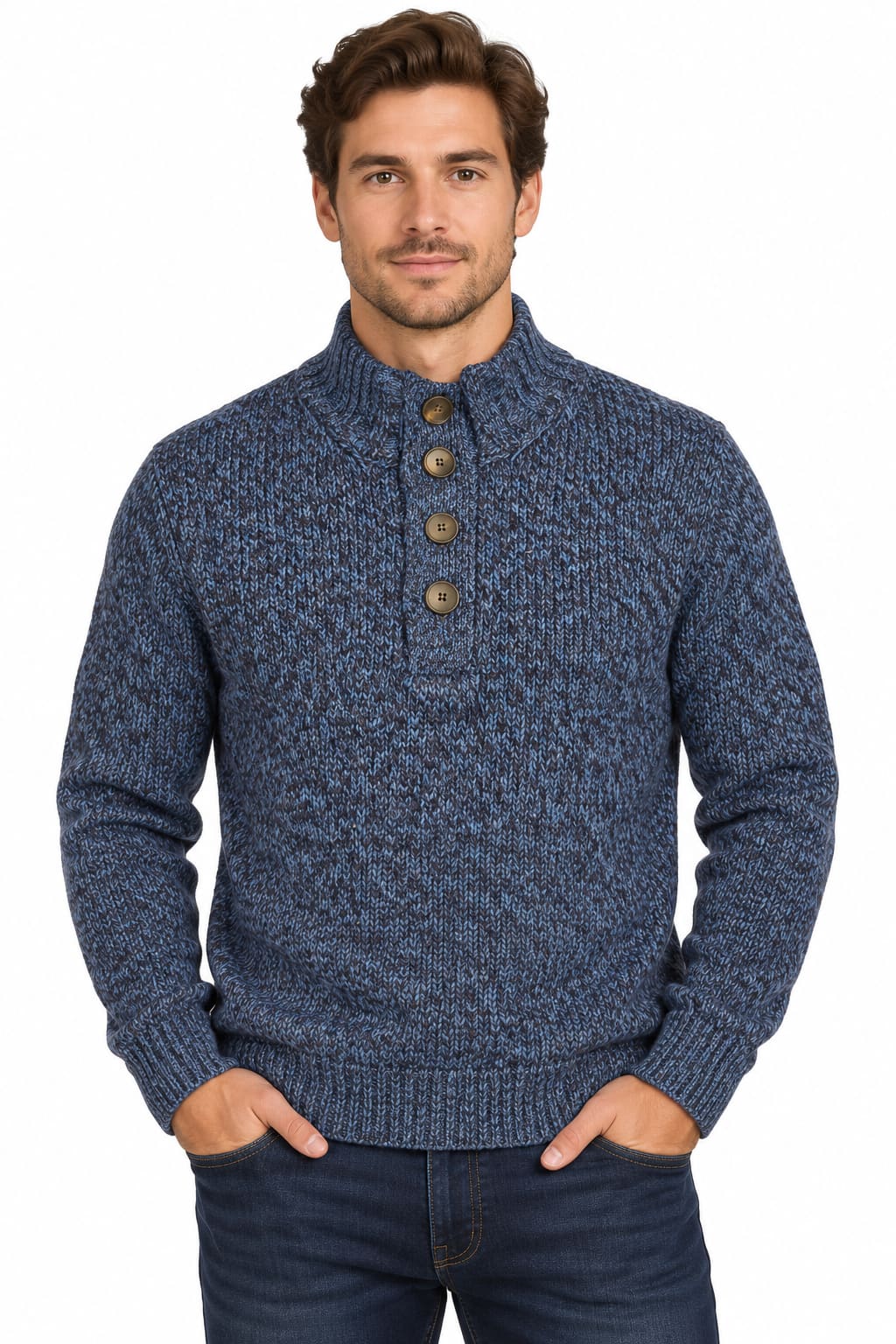 Cardigan à boutons en laine italienne vue de face pour homme Gran sasso